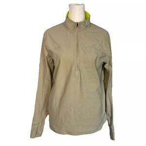 Women’s Under Armour Heatgear Beige Quarter Zip Size Medium With Thumb Holes
